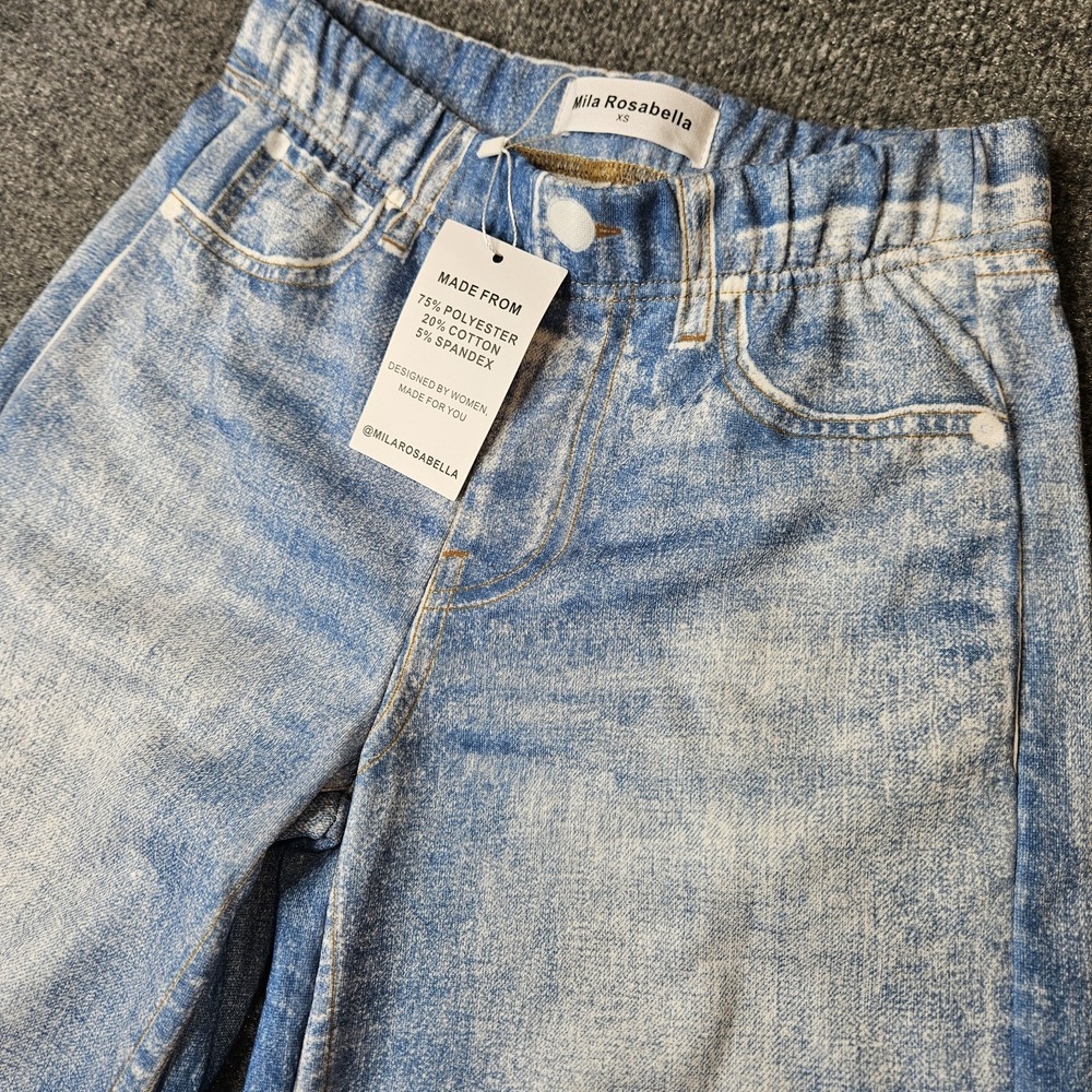 NWT Mila Rosabella‎ Denim Print Sweatpants Size XS